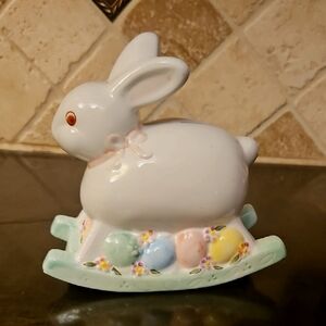 Vintage Ceramic Rocking Easter Bunny Bank